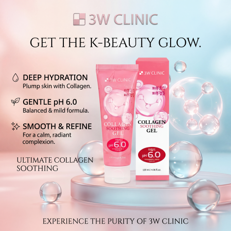3W Clinic pH 6.0 Collagen Soothing Gel, 120 ml